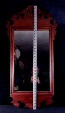 Specchio antico semplice motivo conchiglia mogano Chippendale 36,5 x 18,25 L 3 riparazioni