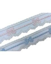 Passamaneria Pizzo Tulle Smerlato Bianco Latte Ricamo Fiocco Alto 35 Mm WT-20272