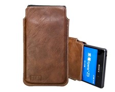 caseroxx Business-Line Caso per Sony Xperia Z3 Compact in marrone fatto di finta