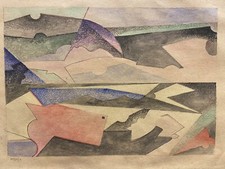 Aereoveduta futurista acquerello e matita su carta 1930-1935 circa