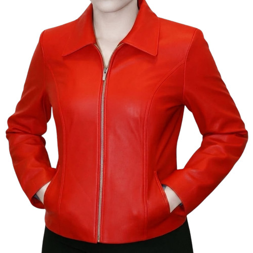 Giacca donna rossa vera pelle