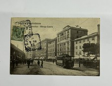 CARTOLINA SALUTI DA SAMPIERDARENA PIAZZA OMNIBUS ALBERGO CENTRO FP ANIMATA VIAGG