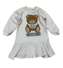 MOSCHINO BABY Vestito abito felpa bambina bianco panna orsetto Tg 18/24 Mesi