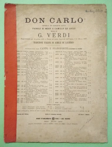 Spartito don carlo atto quinto - spartito,
