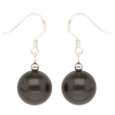 Orecchini A Pendente In Perle Di Nacchero E Argento 925, Grigio Antracite, Donna