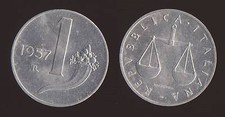 1 LIRA 1957 BILANCIA E