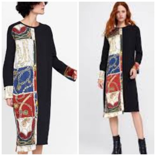 Abito midi nero - zara, sciarpa