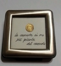 Moneta D’oro Più Piccola Del Mondo. Soprammobile Con Cornice In Argento.