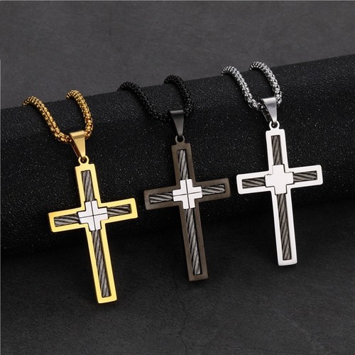 Collana uomo croce acciaio