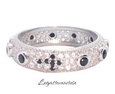 Anello FEDINA ROSARIO in Argento 925 rodiato con zirconi neri
