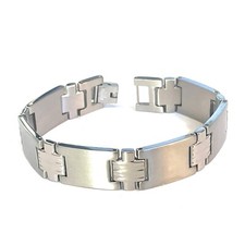 Bracciale in acciaio inox da uomo braccialetto catena moto argento punk piatta 