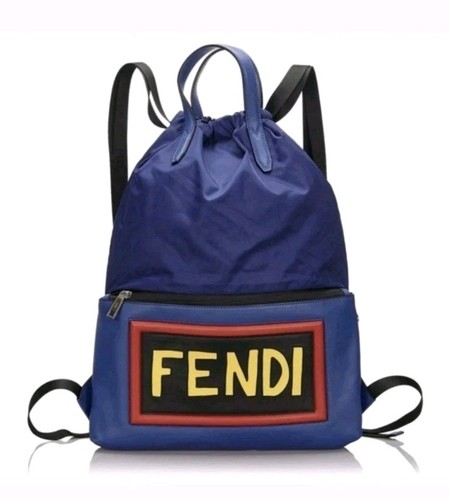 Zaino fendi blu logo cinghia - zaino,