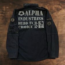 Giacca da campo estiva vintage Alpha Industries M65 uomo grande esercito logo nero