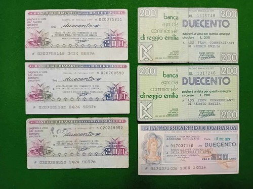 Miniassegni 200 lire anno - da,