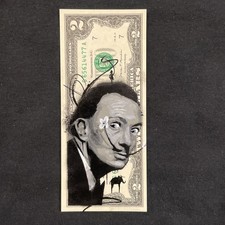 Salvidor Dalì banconota 2 dollari dipinto originale graffiti art street art