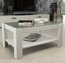 Tavolino bianco da salotto mod. fiordaliso con piano vetro tavolo caffe salone