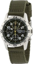 Orologio Uomo SEIKO Cronografo Quarzo SND377R Verde Militare Nuovo Dal...