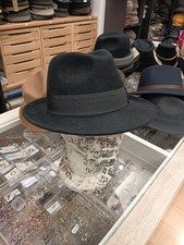 CAPPELLO Hat ITALIANO BOGART ALCAPONE BORSALINO Falda Larga NERO Lana Fascia HUT