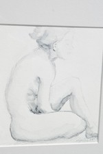 Aquarelle assis féminin - aquarelle,