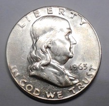 Usa half dollar franklin 1963 - usa,