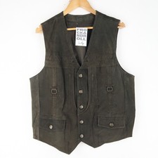 Gilet gilet vintage in pelle verde taglia L (T9598)