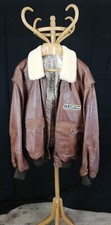 Giacca bomber da pilota, vintage, in pelle e shearling, stile Top Gun