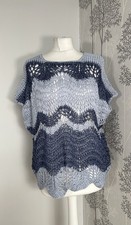 Maglione Poesia Maglia Aperta Blu Onda Lino Cotone Taglia S