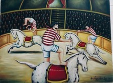 Salvo Lombardo, Franz Borghese, Guttuso  - Circensi- olio su tela -