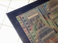 tappeto rettangolare moderno geometria blu e sabbia 