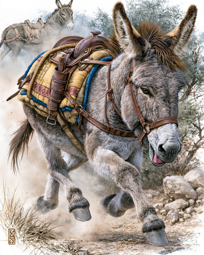 Confezione 8x10 asino - asino, su