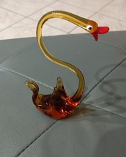 Cigno ambrato in vetro soffiato di Murano 