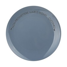 Piatto piano blu 27 cm stoneware scritta Quotes blu