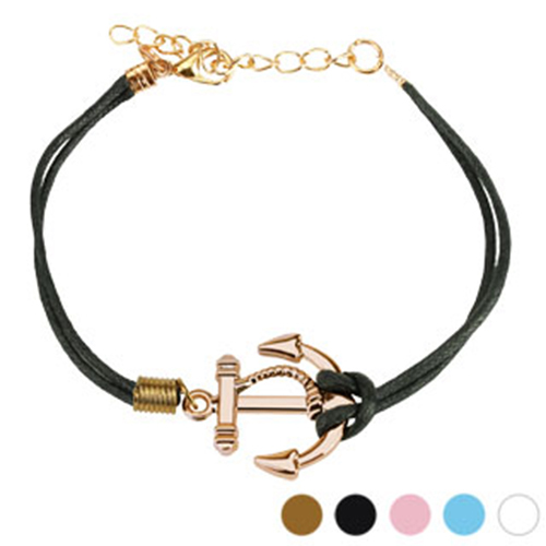 Bracciale similpelle ancora - bracciale,