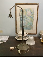ANTICA LAMPADA TAVOLO  SCRIVANIA MINISTERO CON PARALUME IN VETRO SOFFIATO ‘40