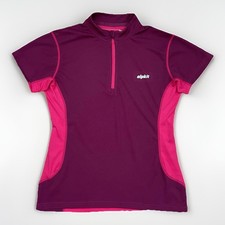 Top ALPKIT collo zip manica corta strato base UK 12 rosa bordeaux corsa ciclismo
