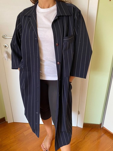 Cardigan gessato blu righe - a,