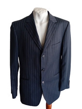HUGO BOSS Mitchum/Reno Abito Uomo Lana Completo Cerimonia Nero Gessato