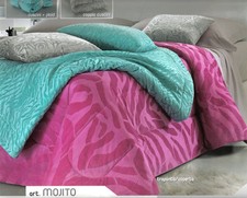 Morbida Trapunta Una piazza Microfibra Eco Pelliccia Azzurro "Mojito" Jacquard