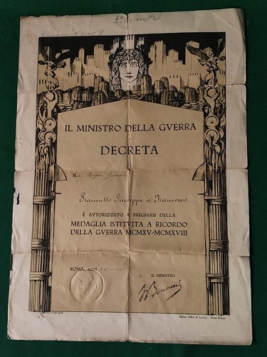 Diploma conferimento medaglia - diploma,