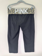 Leggings Capri Vintage Vibes Y2K ROSA Medium Nero Argento Leopardato Pizzo Pieghevole
