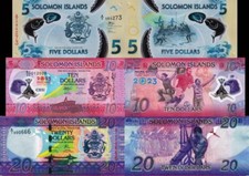 ISOLE SOLOMON - Solomon Island Lotto 3 banconote 5/10/20 dollars FDS - UNC