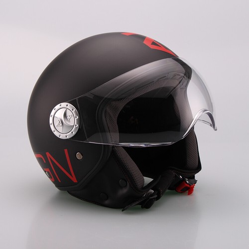 Casco demi jet - casco, nero/rosso