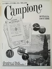 VECCHIA PUBBLICITA' CASINO CAMPIONE D'ITALIA LAGO LUGANO SVIZZERA