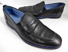 Carlo Pazolini Italy Black Perforated Leather Loafers Dress Shoes 41 M