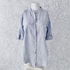 CAMICIA CAMICIONA RIGHE RIGATA GRIGIO BIANCO CASUAL DONNA COREANA