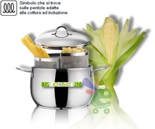 Pentola duetto scola pasta doppia cottura cesto cesti in acciaio set pasta