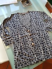 Maglia Cardigan MALIPARMI A/I  col.grigio pois nero  tg.XL  (NUOVO)