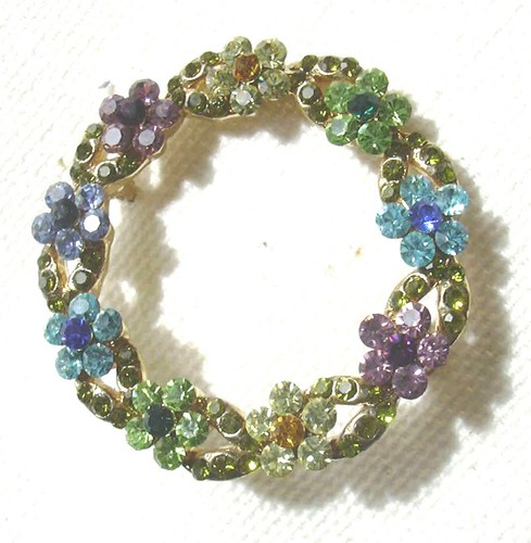 Spilla cerchio vintage fiori - spilla,