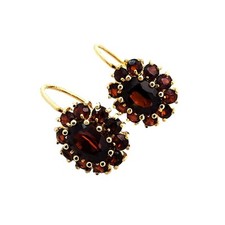 Orecchini Fiore Granati Oro 18kt - Oro Rigenerato