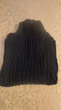 Maglione nero 50% lana merinos taglia L cerniera collo Re del Mare